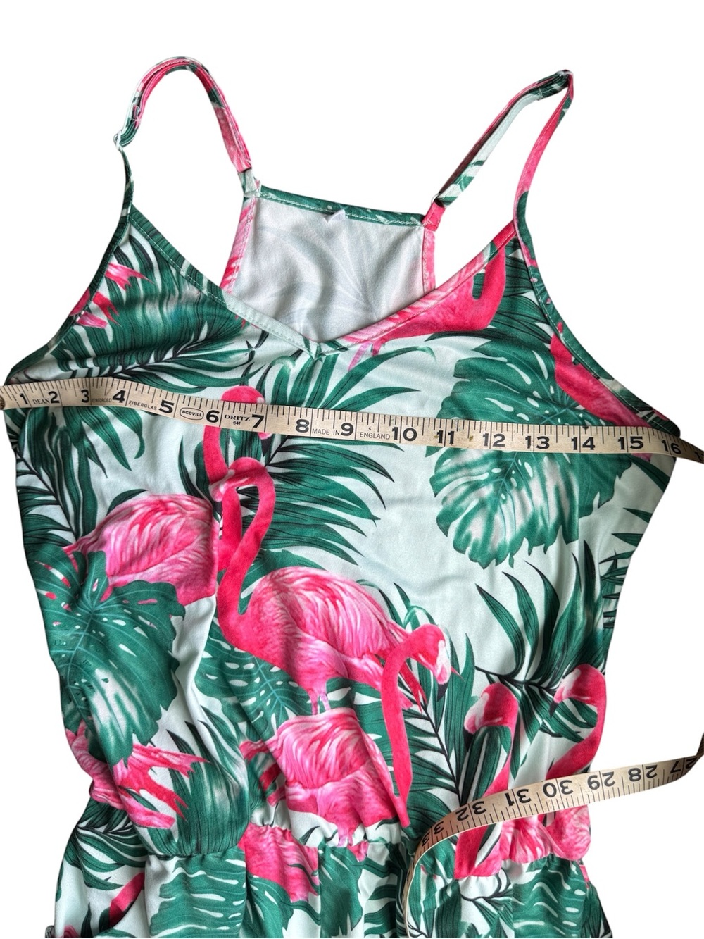 Pink Flamingo Tropical Romper with pockets size small - Picture 3 of 6